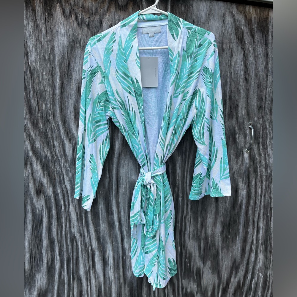 NWT Green Leaf Print Women's Robe Large